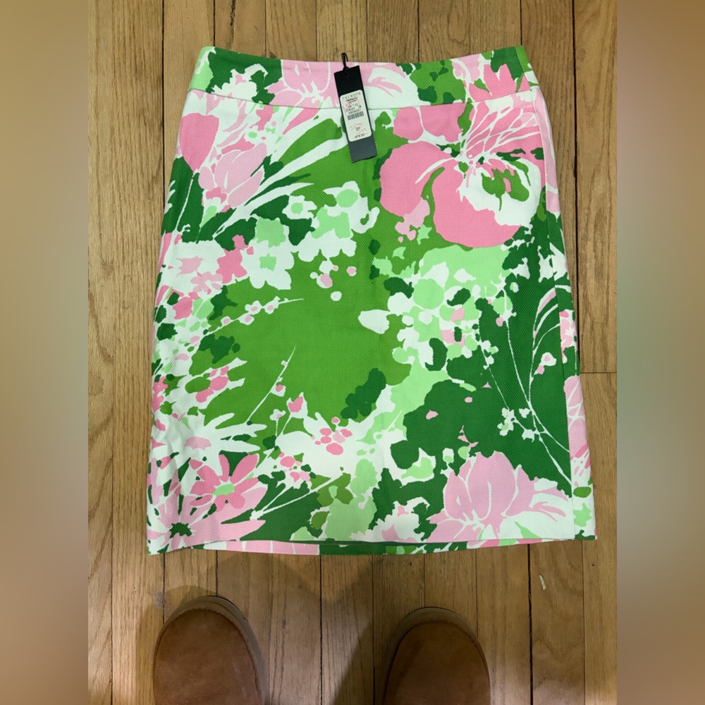 Talbots Floral Green and Pink Skirt